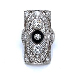 Art Deco Platinum 3.50 Ct. Diamond & Onyx Ring
