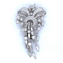 1950's Platinum 11.00 Ct. Diamond Brooch
