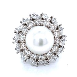 Platinum 6.30 Ct. Diamond & South Sea Pearl Ring
