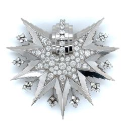 Art Deco Platinum 7.00 Ct. Diamond Starburst Brooch
