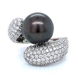 18K White Gold South Sea Pearl & Diamond Ring
