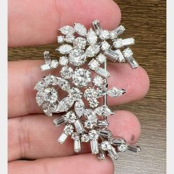 1960’s 18K White Gold 10.50 Ct. Diamond Brooch
