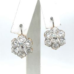 18K Yellow Gold & Platinum 5.50 Ct. Diamond Cluster Earrings
