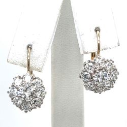 18K Yellow Gold & Platinum 2.95 Ct. Diamond Cluster Earrings
