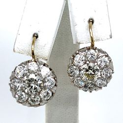 18K Yellow Gold & Platinum 4.00 Ct. Diamond Cluster Earrings
