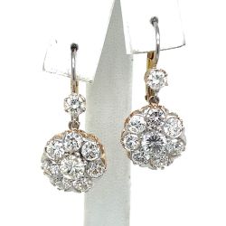 18K Yellow Gold & Platinum 5.30 Ct. Diamond Cluster Earrings
