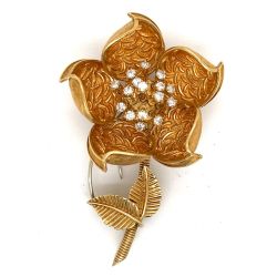 HAMMERMAN BROTHERS 1970’s 18K En Tremblant Flower Brooch
