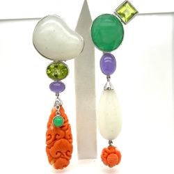 18K Coral & Peridot Earrings
