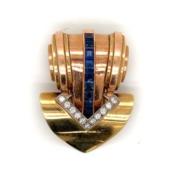 TIFFANY & CO. Art Deco Burma Sapphire & Diamond Brooch
