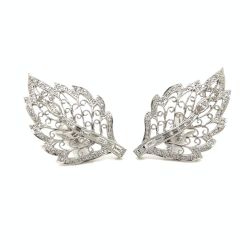 18K White Gold 2.00 Ct. Diamond Leaf Earrings
