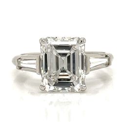 Platinum GIA Certified 3.05 Ct. Emerald-cut Diamond Engagement Ring
