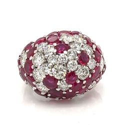 Platinum Burma Ruby & Diamond Cocktail Ring
