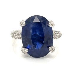 18K White Gold GIA Certified Ceylon Sapphire & Diamond Ring
