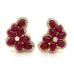18K Yellow Gold Ruby & Diamond Earrings

