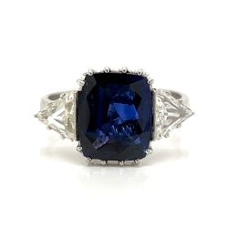18K White Gold GRS Certified Ceylon Sapphire & Diamond Ring
