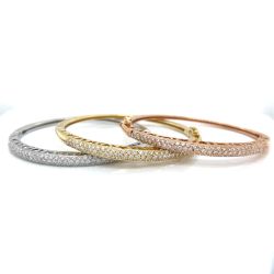 14K Yellow, Rose, & White Gold Diamond Bangle Set
