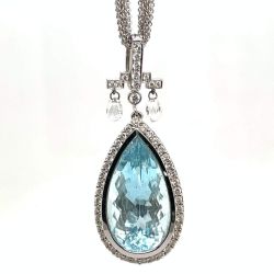 18K White Gold 30.00 Ct. Aquamarine & Diamond Necklace
