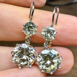 Art Deco Platinum & 18K Yellow Gold 7.91 Ct. Diamond Earrings
