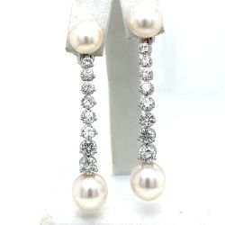 Platinum South Sea Pearl & Diamond Earrings
