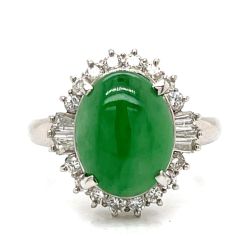 Platinum GIA Certified Jade & Diamond Ring
