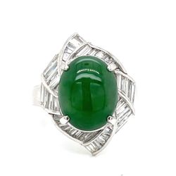 Platinum GIA Certified 5.97 Ct. Jade & Diamond Ring
