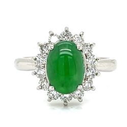 Platinum GIA Certified 2.51 Ct. Jade & Diamond Ring
