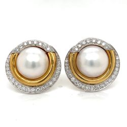 18K & Platinum Mabe Pearl & Diamond Earrings
