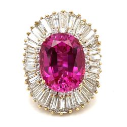 18K Yellow Gold 18.03 Ct. GIA Certified Lab Sapphire & Diamond Ring
