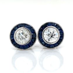 18K White Gold Sapphire & Diamond Earrings
