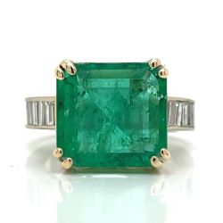 18K Yellow & White Gold 8.64 Ct. Colombian Emerald & Diamond Ring
