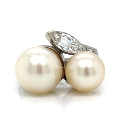1950’s Platinum Pearl & Diamond Ring
