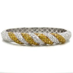 18K White Gold Fancy Yellow Diamond Bangle Bracelet
