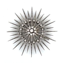 Victorian Platinum Diamond Starburst Brooch
