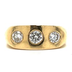 1960’S 14K Yellow Gold 3-stone Diamond Ring
