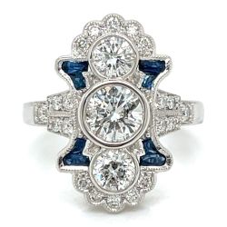 18K White Gold Diamond & Sapphire Ring

