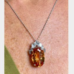 18K White Gold Topaz & Diamond Necklace
