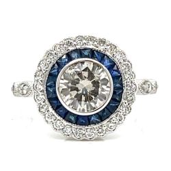 Platinum & 18K White Gold Diamond & Sapphire RIng
