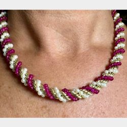 14K Yellow Gold Ruby & Cultured Pearl Necklace
