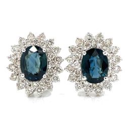 14K White Gold Sapphire & Diamond Earrings
