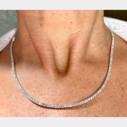 14K White Gold 9.05 Ct. Diamond Tennis Necklace

