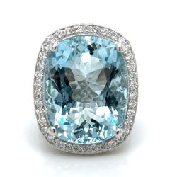 Platinum 35.00 Ct. Aquamarine & Diamond Ring

