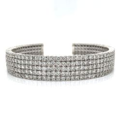 18K White Gold 16.96 Ct. Diamond Cuff Bracelet
