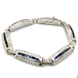 18K White Gold Sapphire & Diamond Bracelet
