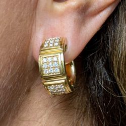 MAUBOUSSIN PARIS 18K Yellow Gold Mother of Pearl & Diamond Earrings
