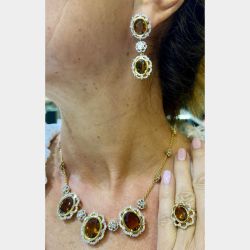 18K Yellow Gold Necklace, Earring, & Ring Set
