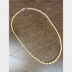Antique 18K White Gold Natural Pearl Necklace
