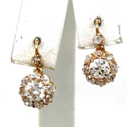 Victorian 18K Yellow Gold 2.40 Ct. Diamond Earrings
