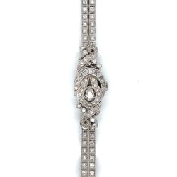 Art Deco Bulova 14K White Gold Ladies Cocktail Watch

