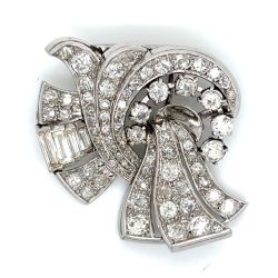 Art Deco platinum 8.60 Ct. Diamond Brooch
