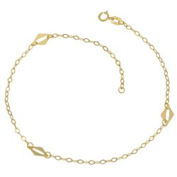 10k Yellow Gold High Polish Station Anklet